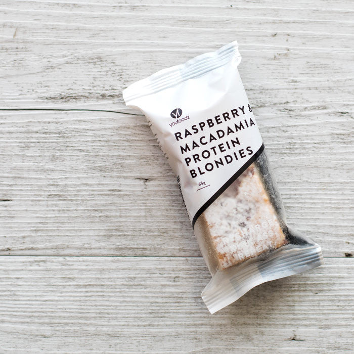 Raspberry & Macadamia Protein Blondies