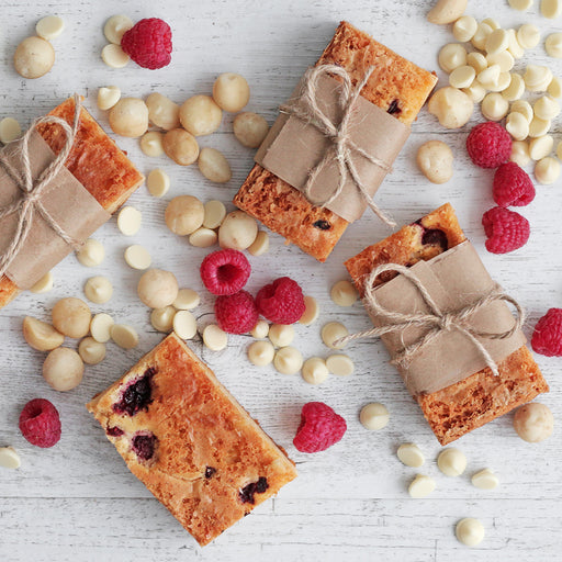 Raspberry & Macadamia Protein Blondies
