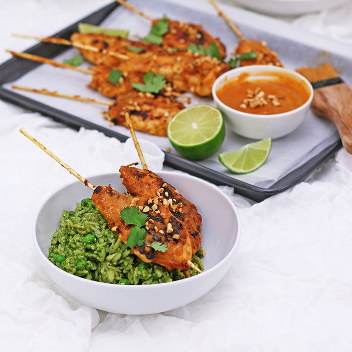 Satay Tenders with Green Chilli Risoni